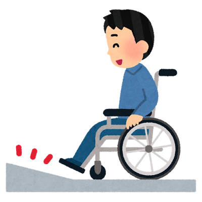 車椅子に乗った男性の画像