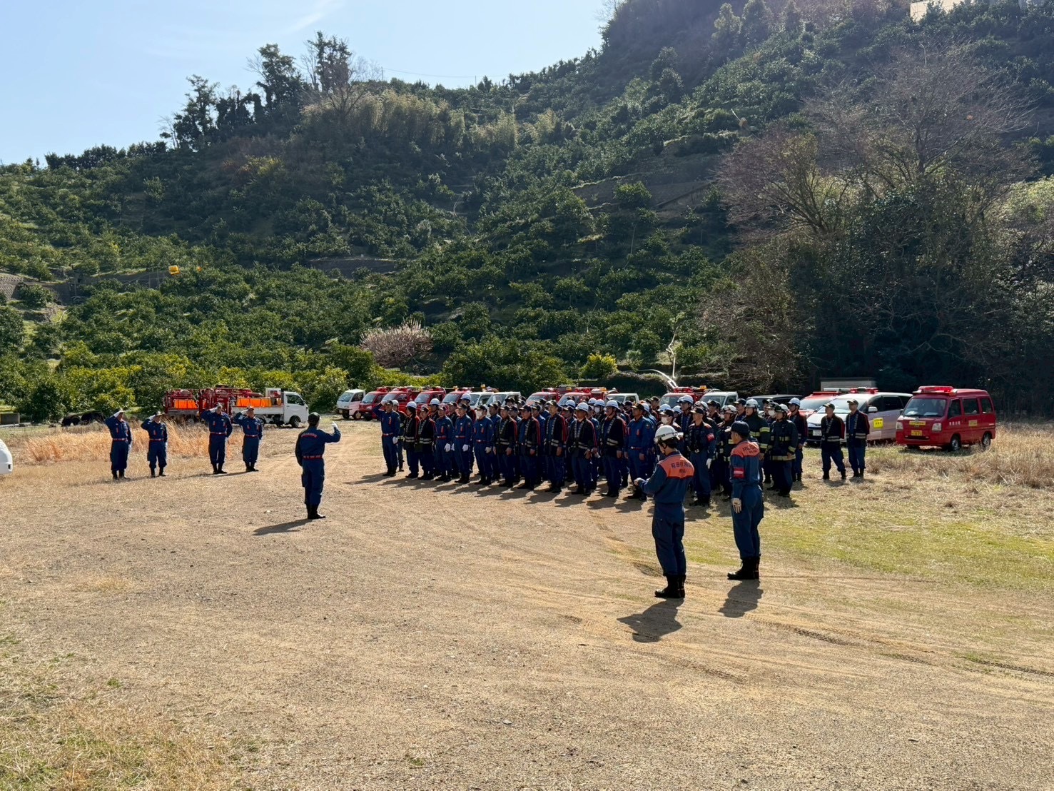 林野火災想定訓練終了式の様子